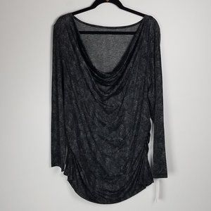 Three Dots Plus Snake Print Cowl Neck Shirt